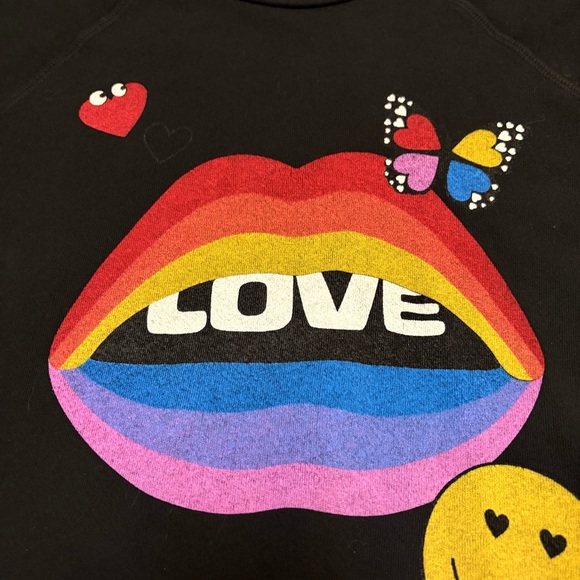 Lauren Moshi Anela Sweatshirt Love Collage Onyx - Picture 12 of 12